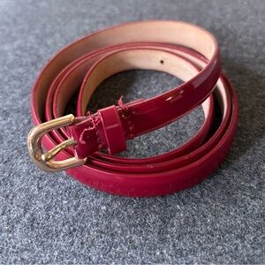 J. Crew Red Patent Leather Skinny Belt | Size M